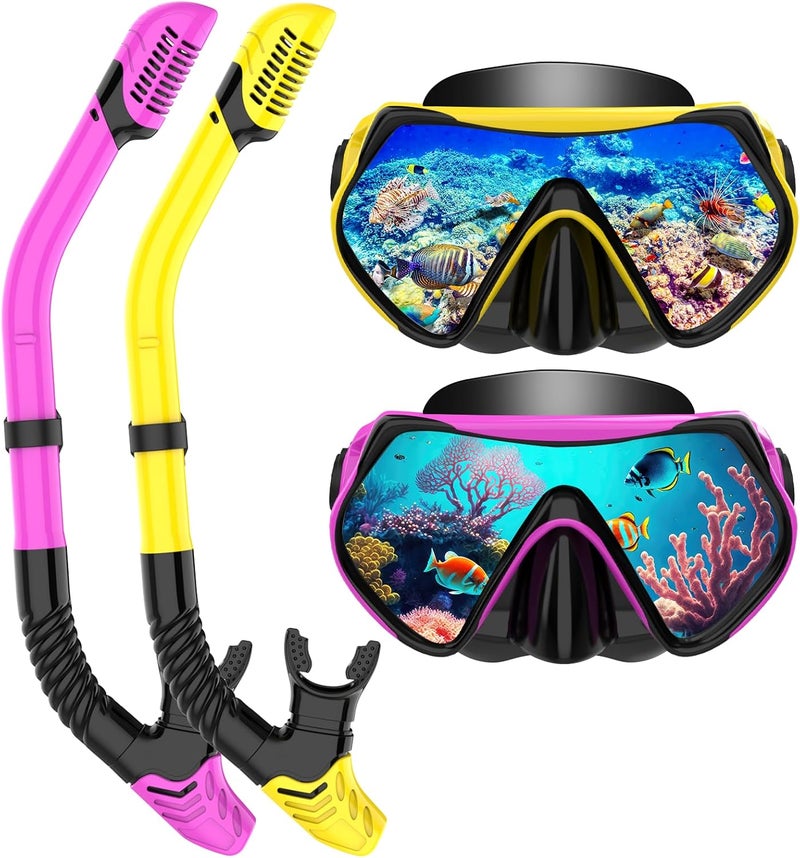 SOLAVA Snorkeling Gear for Adults, Snorkel Set Scuba Diving mask Dry-Top, Adult Swimming Goggles with Nose Cover, HD Tempered Glass Panoramic Anti-Leak Anti-Fog - Image 1